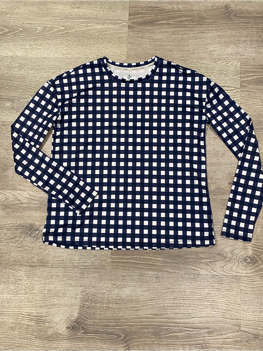 Tuckernuck Tnuck Sport Navy Gingham Ryan Boyfriend Tee XS